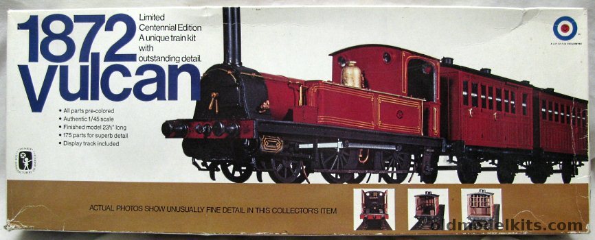 Entex 1/45 1972 Vulcan Locomotive and Passenger Train, 8220 plastic model kit